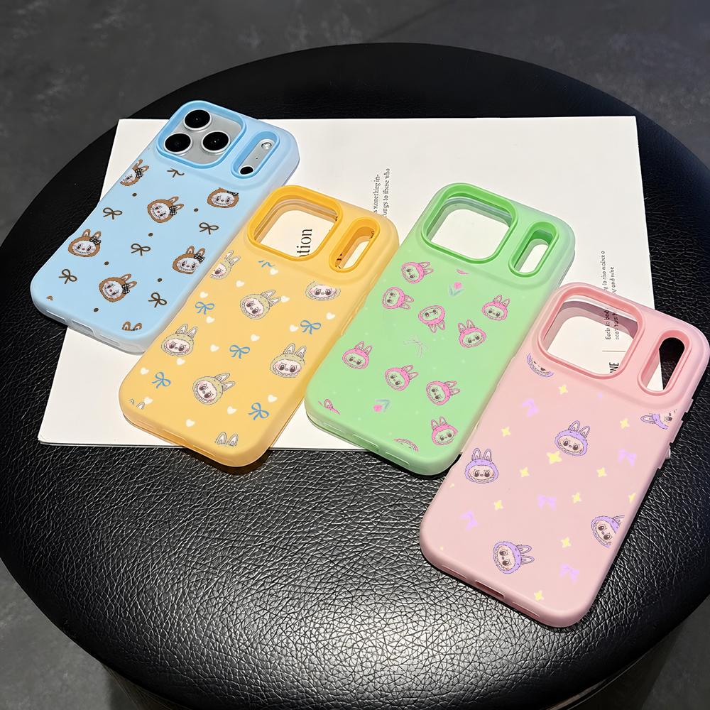 Phone Cases Clear - キュートでクールな漫画風ラブブスマホケース、2-in-1着脱式クリアケース、カードホルダー付き、iPhone 12～17対応、ソフト、マルチカラー