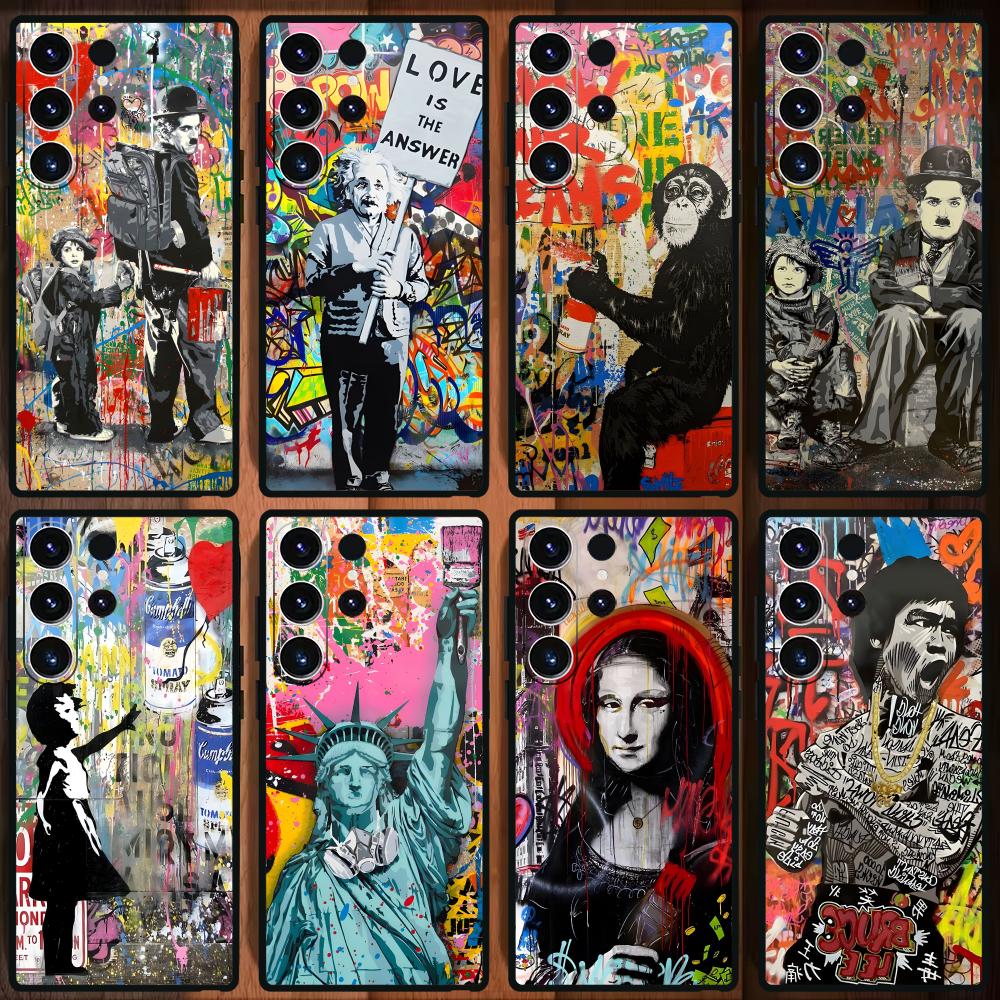 Phone Cases Samsung S23 - バンクシー落書きアート電話ケースサムスンギャラクシー S25 S24 S23 S22 S21
