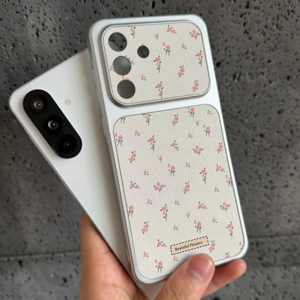 Phone Cases Leather - カメラウィンドウ付きフラワーデザインスマホケース Samsung S26 Ultra S24 S25