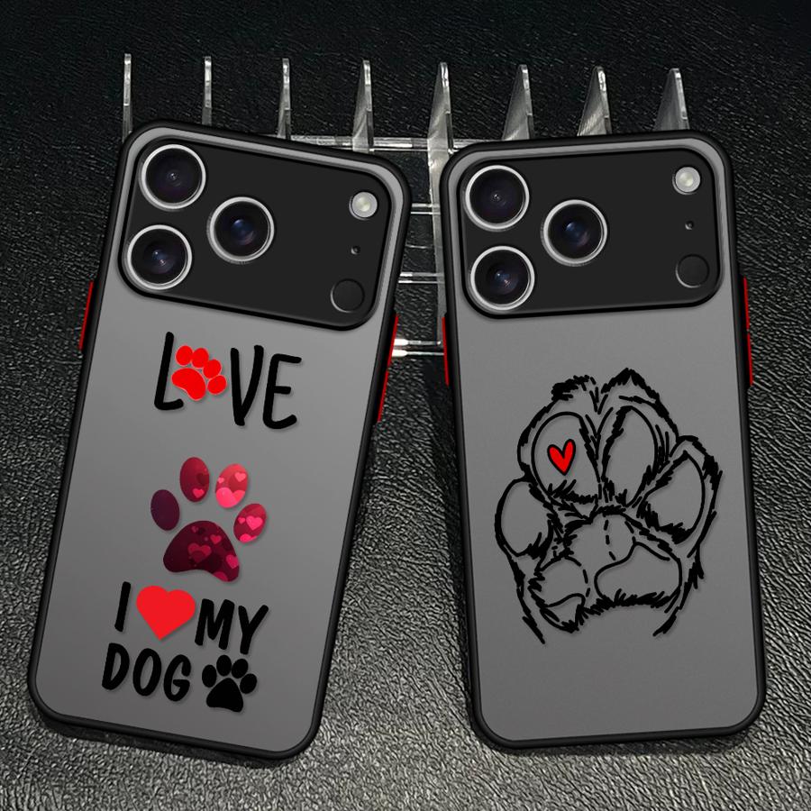 Phone Cases Iphone 16 - iPhone 17 Pro Max、15、14、16 Plus、17e、Air、13 Mini、12、11、7、8、SE、XS、XR対応ケース、背面カバー、子犬の足跡柄