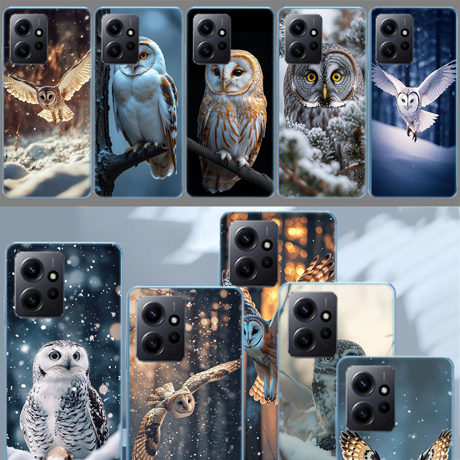 Phone Cases Com - 冬のフクロウ柄スマホケース Redmi Note 14 15 Pro