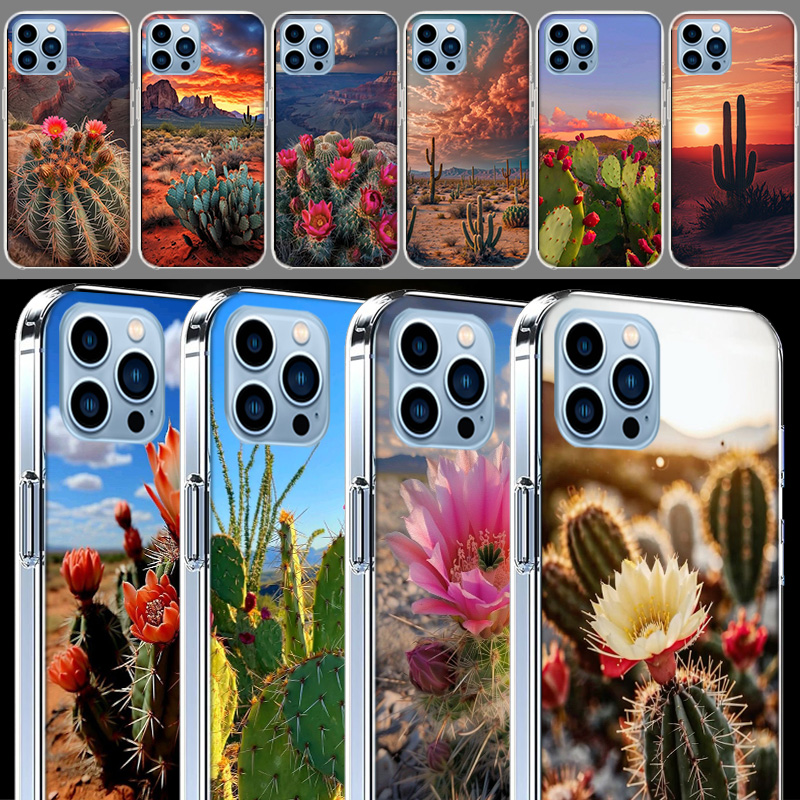 Phone Cases Com - 砂漠の風景とサボテン柄のスマホケース iPhone 17E 16E 17 Air