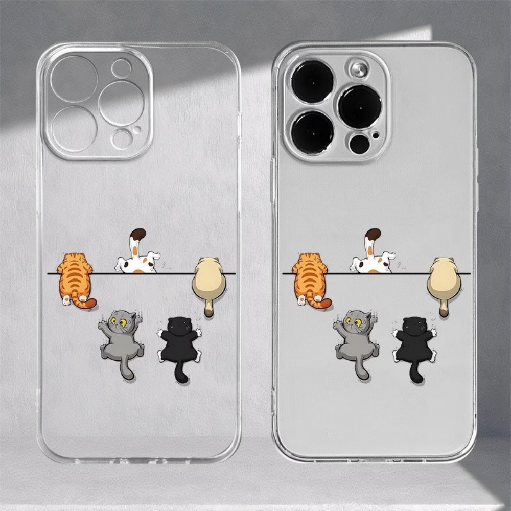 Phone Cases Clear - 5匹のかわいい猫柄のスマホケース iPhone 11 12 13 14