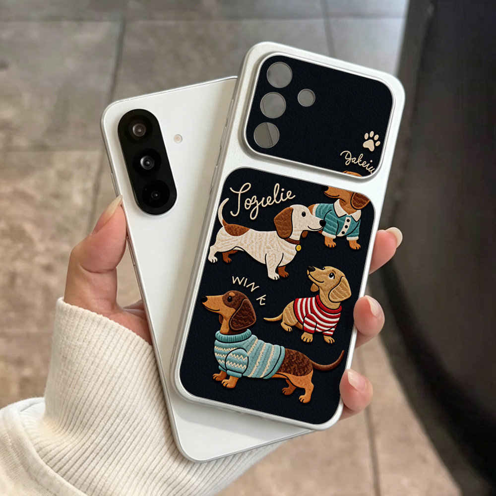 Phone Cases Leather - 漫画の子犬柄レザー携帯電話ケース Samsung A57 A56 5G A37