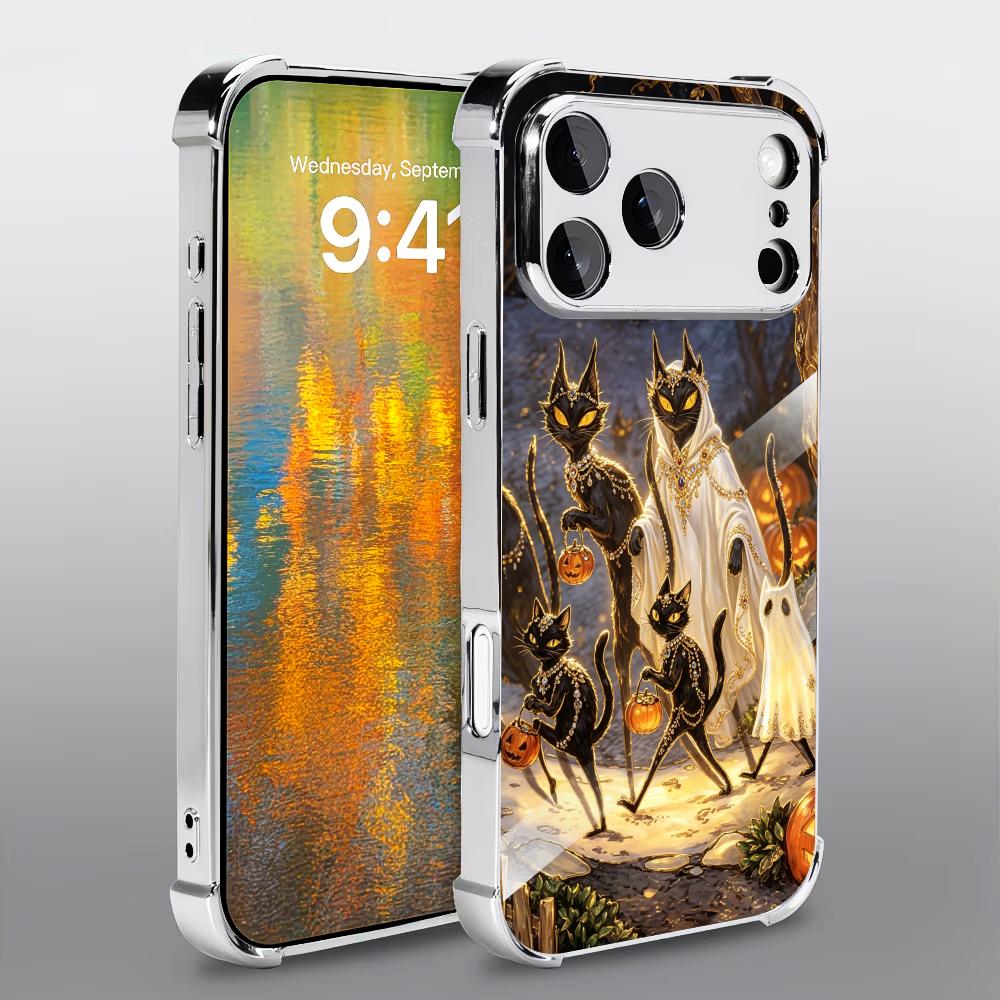 Phone Cases Rhode - ハロウィン黒猫ガラス製スマホケース iPhoneケース iPhoneカバー Rhode用 iPhone 17、16、15、14、13、12