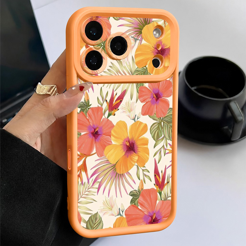 Phone Cases Orange - オレンジの花柄TPUスマホケース iPhone 17 17e 16e 15