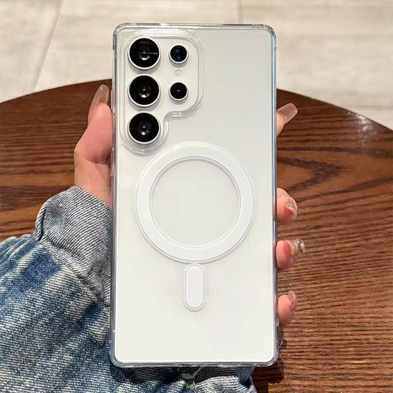Clear Magsafe Case - MagSafe対応 磁気充電 透明スマホケース Samsung Galaxy S26