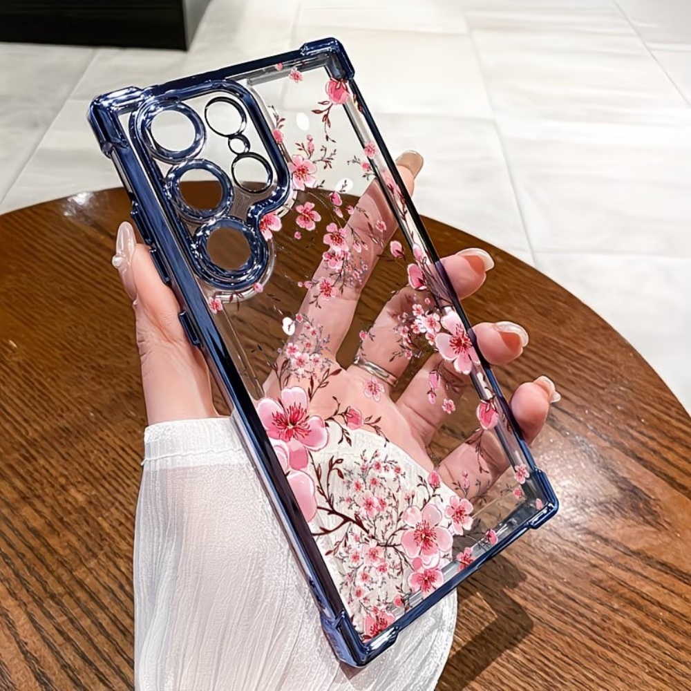 Phone Cases Samsung S23 - 桜の花柄電気メッキ四隅耐衝撃スマホケース Samsung Galaxy S26 S25 S24