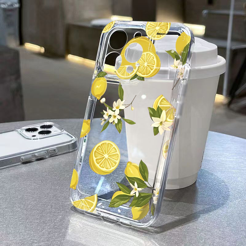 Phone Cases Clear - サマーフルーツレモンフラワークリアスマホケース Samsung Galaxy S25 S24 S23
