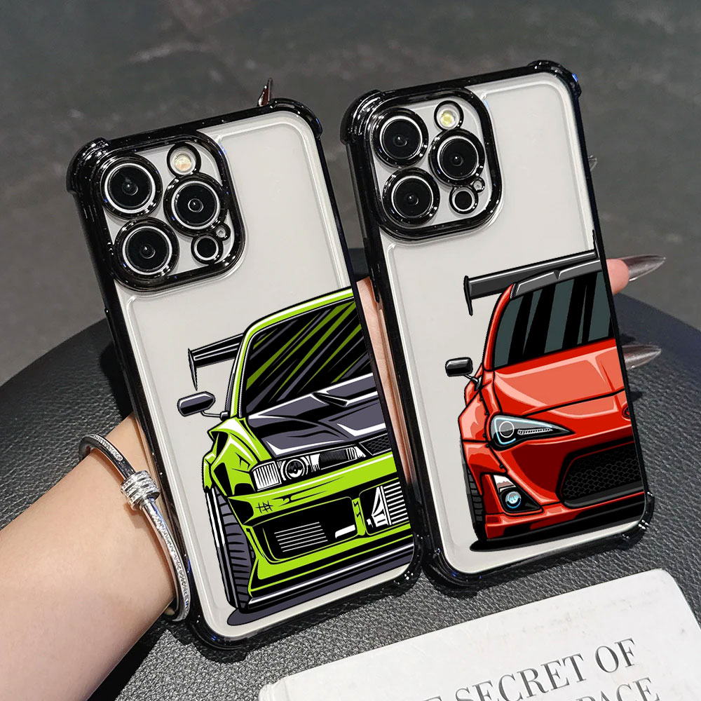 Phone Cases Tokyo - 漫画風東京JDMドリフトスポーツカーソフトケース iPhone 17 Pro 16 15