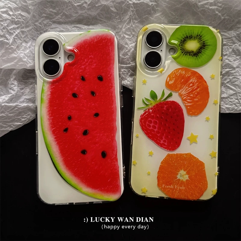 Phone Cases Orange - 夏のフルスクリーンフルーツ（イチゴ、キウイ、オレンジ、スイカ）柄iPhoneケース iPhone 17/16/15/14/13/12/11 Pro MAX Plus/17air対応カバー