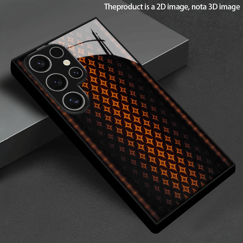 オレンジ色の幾何学模様2Dスマホケース、Samsung S2 - Phone Cases Orange のレビューと価格
