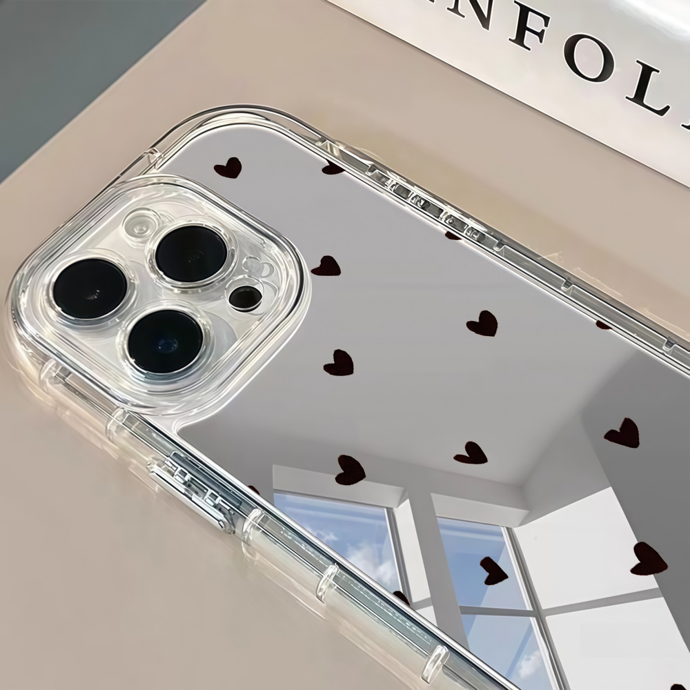 フレッシュスウィートブラックラブハートミラー付きスマホケース - Phone Cases Xs Max のレビューと価格