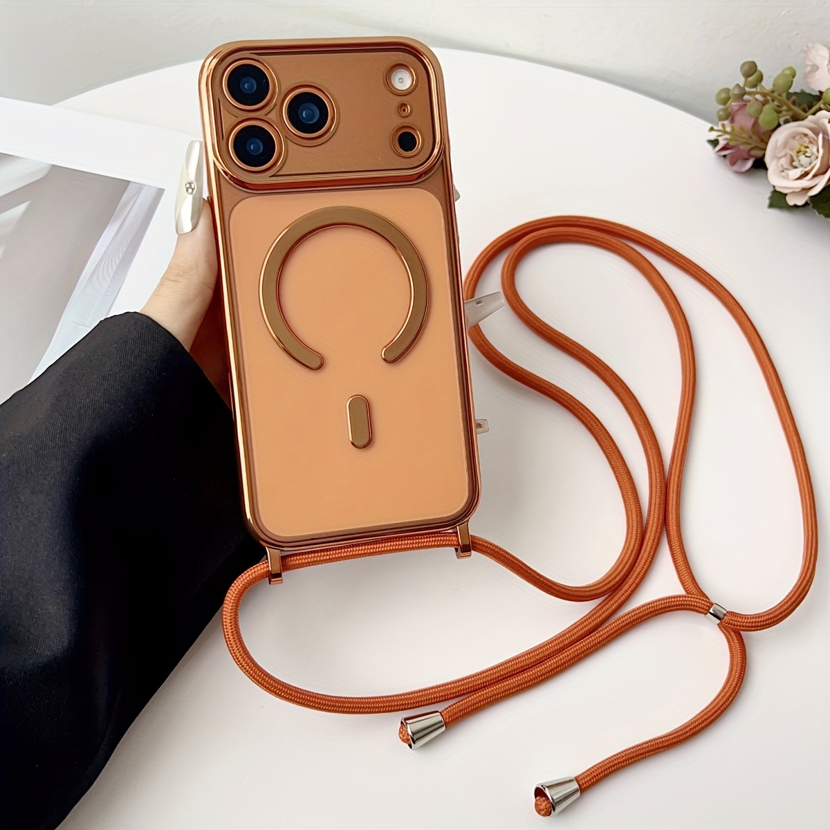 高級ネックレスコードロープストラップメッキ磁気クリアフォンケ - Clear Magsafe Case のレビューと価格