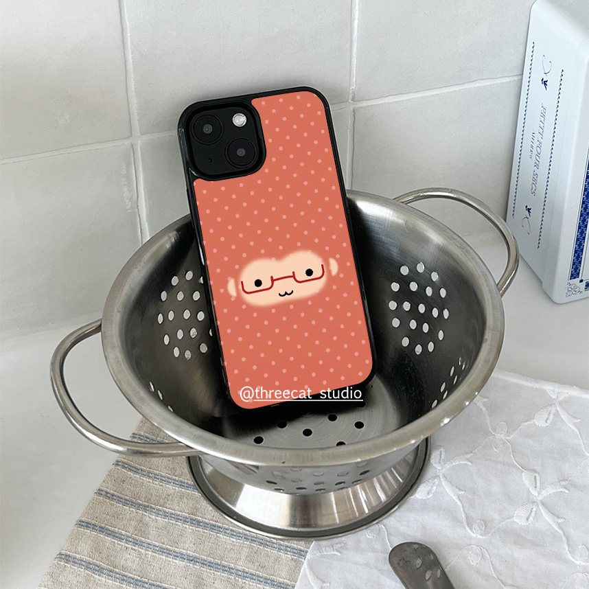 韓国風のかわいいオレンジ色の水玉模様のメガネをかけた猿のスマ - Phone Cases Orange のレビューと価格