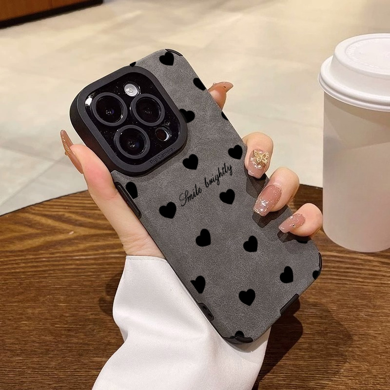 新型高級ブラックラブハートソフトフォンケース iPhone  - Phone Cases Leather のレビューと価格