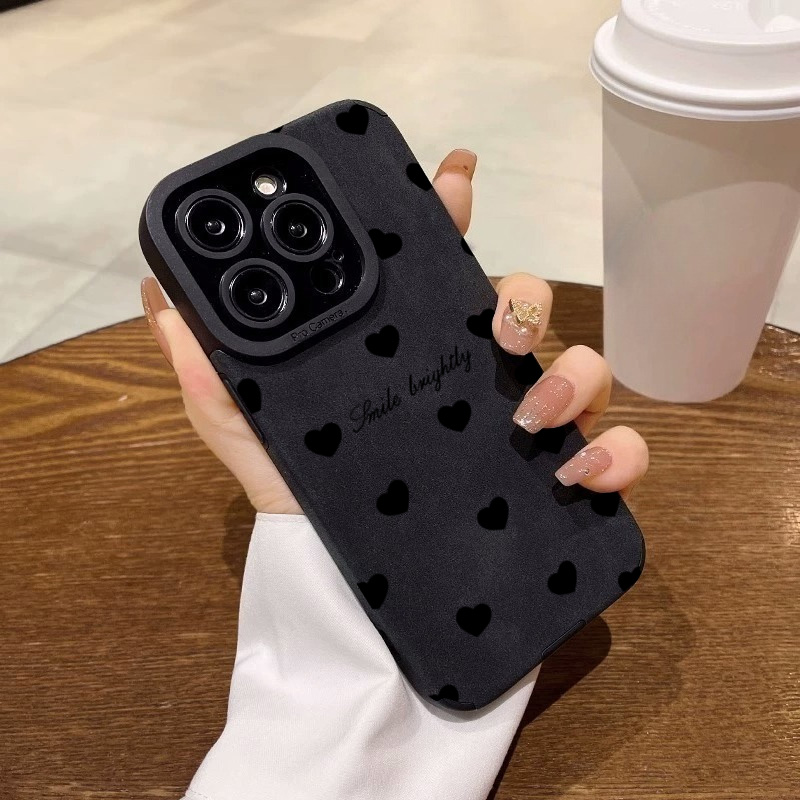新型高級ブラックラブハートソフトフォンケース iPhone  - Phone Cases Leather のレビューと価格