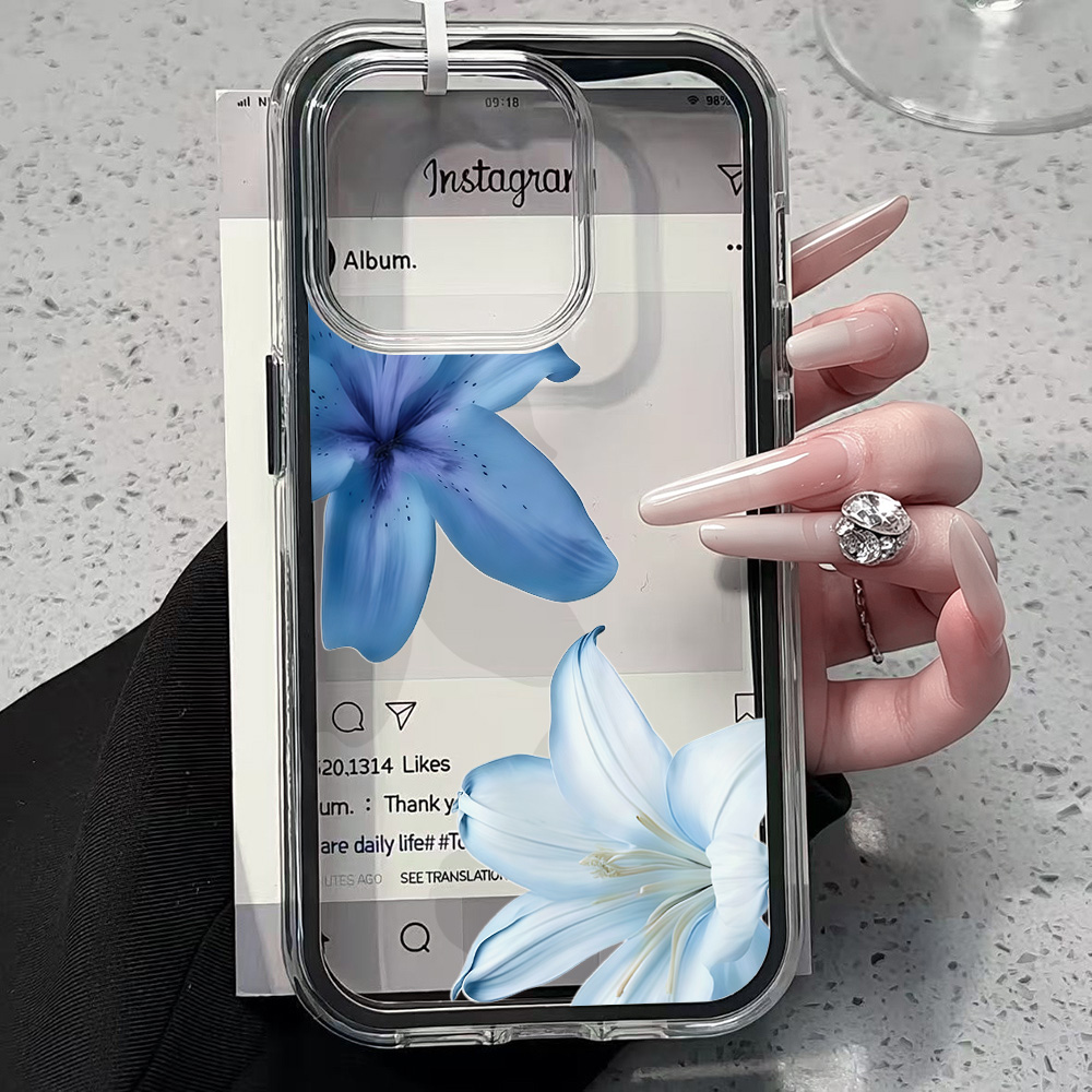 青いユリの花柄クリアスマホケース iPhone 17 13  - Phone Cases Durable のレビューと価格
