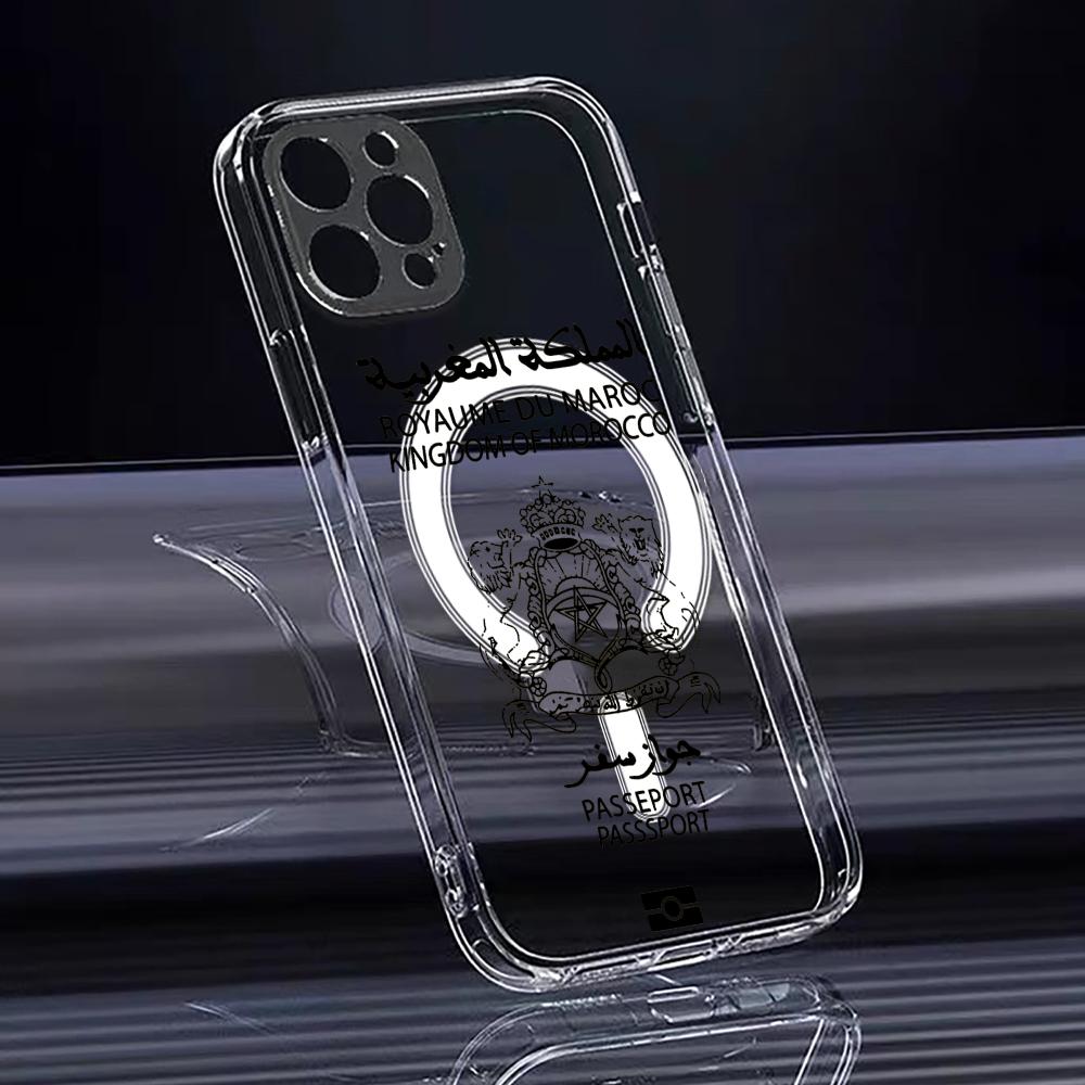 クールなモロッコパスポートデザインのiPhone 17/16 - Clear Magsafe Case のレビューと価格
