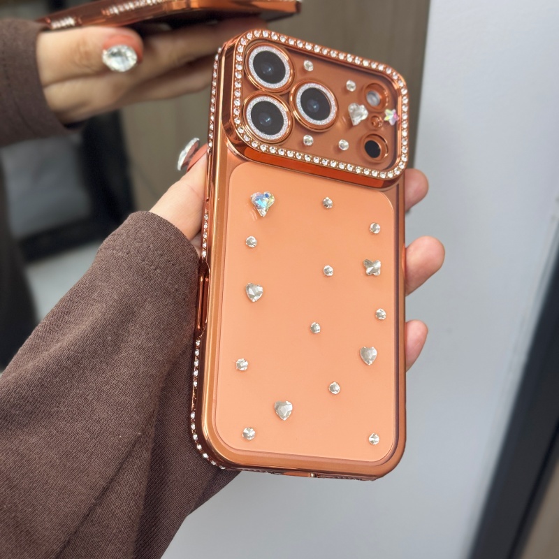 手作りの宝石で飾られたクリスタルメッキのオレンジ色のiPho - Phone Cases Orange のレビューと価格