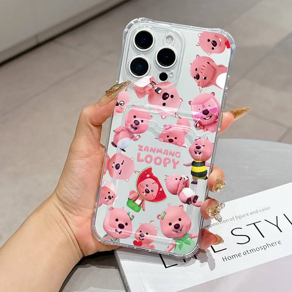 かわいい漫画風Lループスカードホルダー付きスマホケース Sa - Phone Cases Loopy のレビューと価格