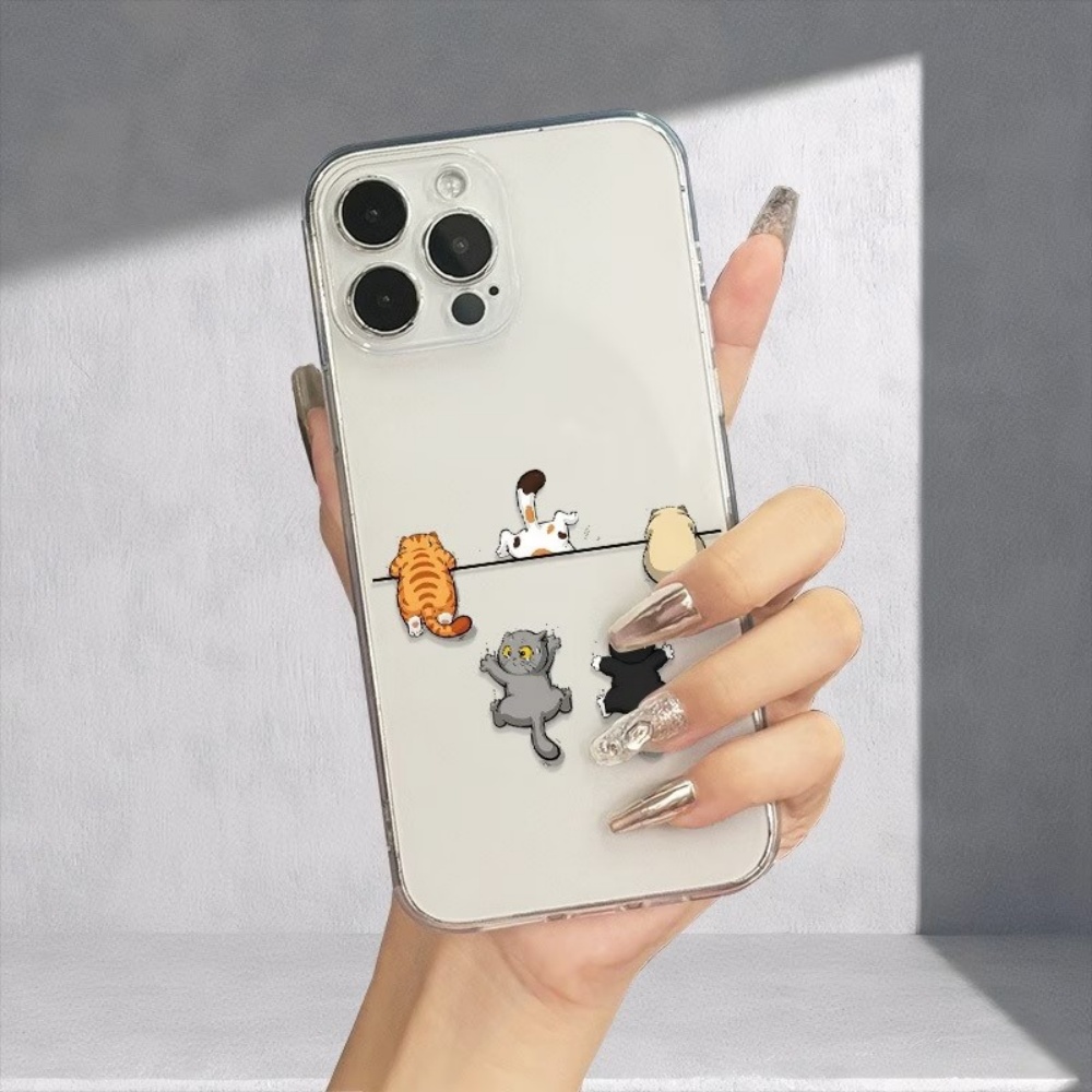 5匹のかわいい猫柄のスマホケース iPhone 11 12  - Phone Cases Clear のレビューと価格
