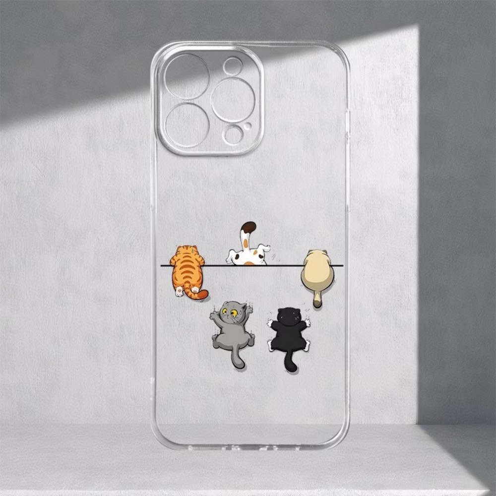 5匹のかわいい猫柄のスマホケース iPhone 11 12  - Phone Cases Clear のレビューと価格