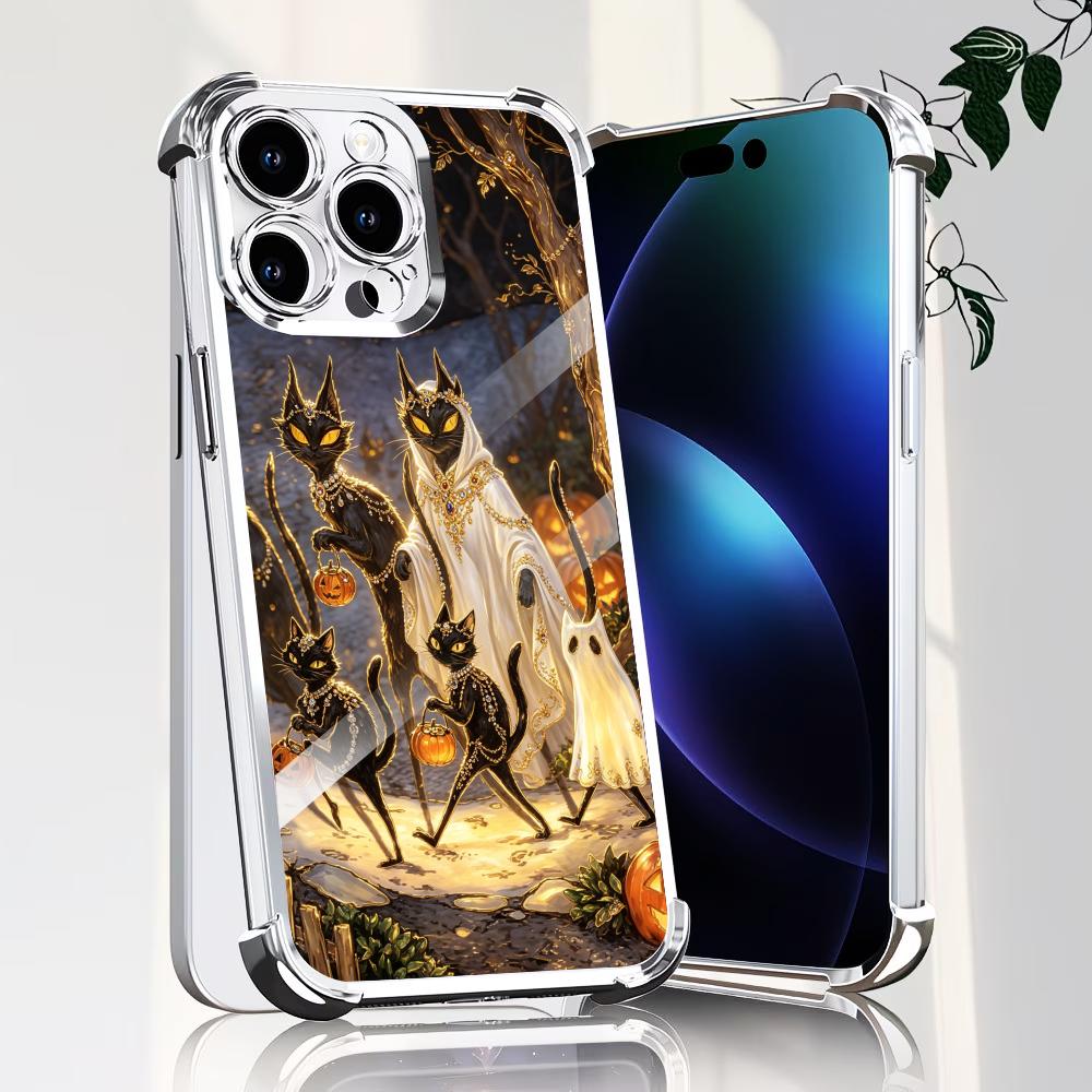 ハロウィン黒猫ガラス製スマホケース iPhoneケース iP - Phone Cases Rhode のレビューと価格