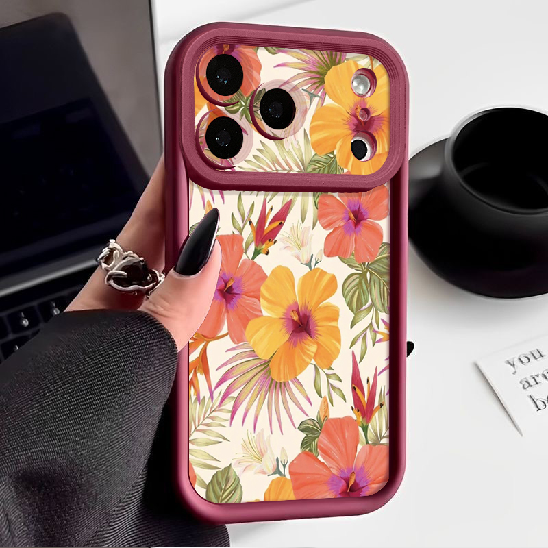 オレンジの花柄TPUスマホケース iPhone 17 17e - Phone Cases Orange のレビューと価格