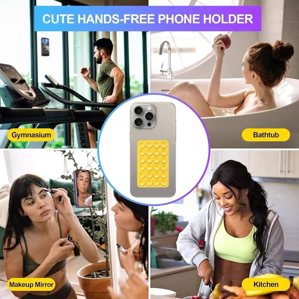 多機能シリコン吸盤式スマホホルダーパッド、吊り下げ式四角滑り - Phone Cases Case のレビューと価格