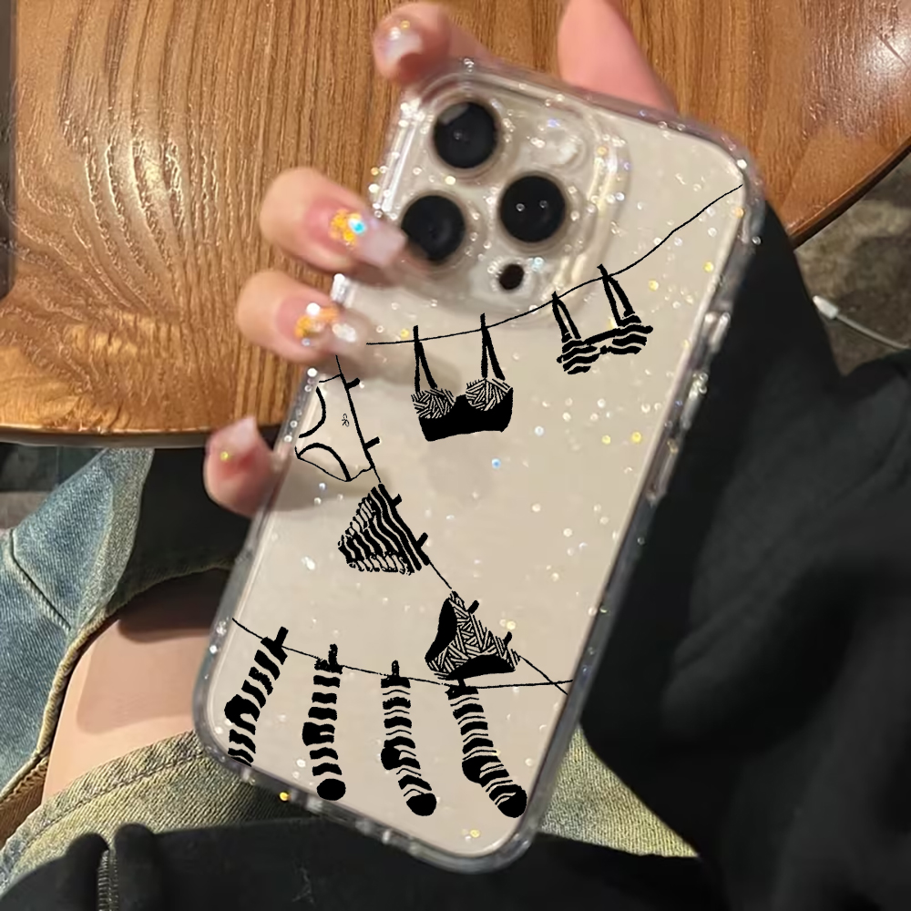 面白いランドリーラインのグリッタークリアフォンケース iPh - Phone Cases Xs Max のレビューと価格