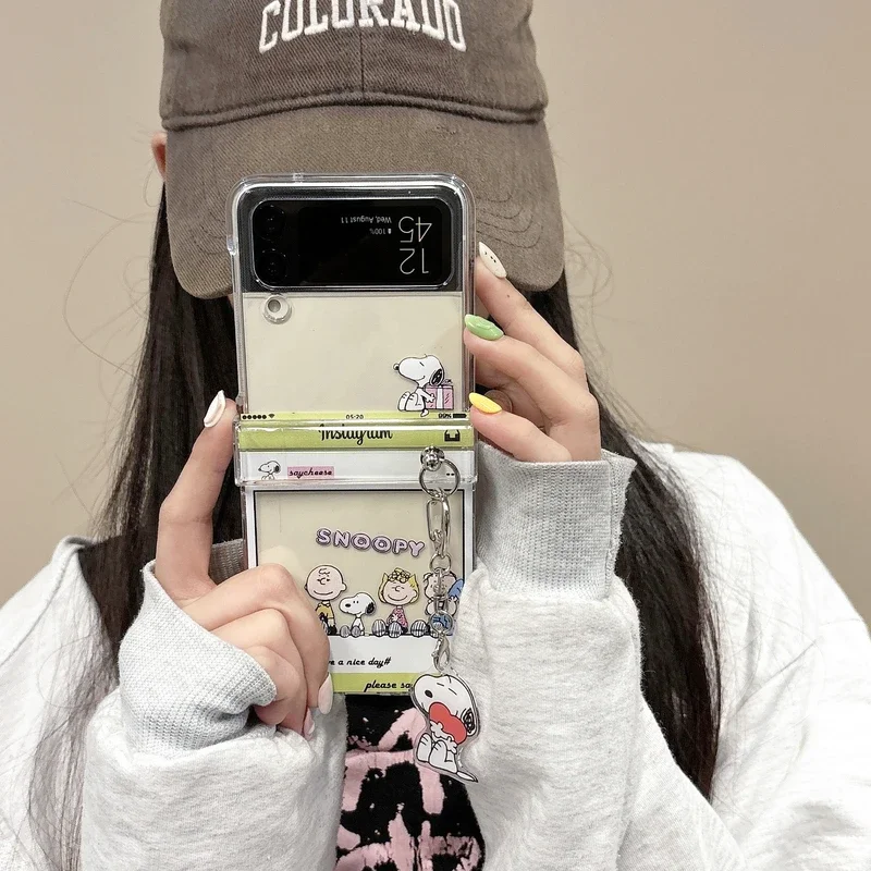 かわいい漫画スヌーピーチャーリーブラウン透明電話ケース サム - Phone Cases Z Flip 6 のレビューと価格