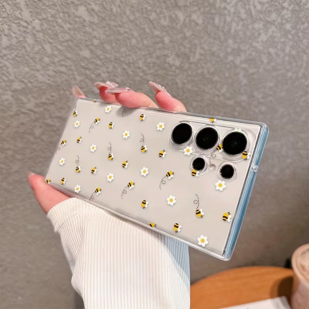 蜂と白い花柄のスマホケース Samsung Galaxy S - Phone Cases Clear のレビューと価格