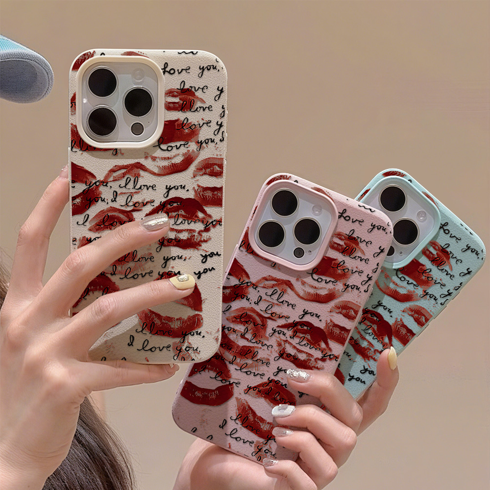 鮮やかな赤い唇柄レザー風スマホケース iPhone 17 P - Phone Cases Leather のレビューと価格