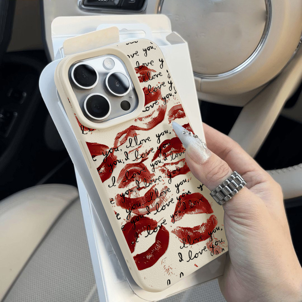 鮮やかな赤い唇柄レザー風スマホケース iPhone 17 P - Phone Cases Leather のレビューと価格