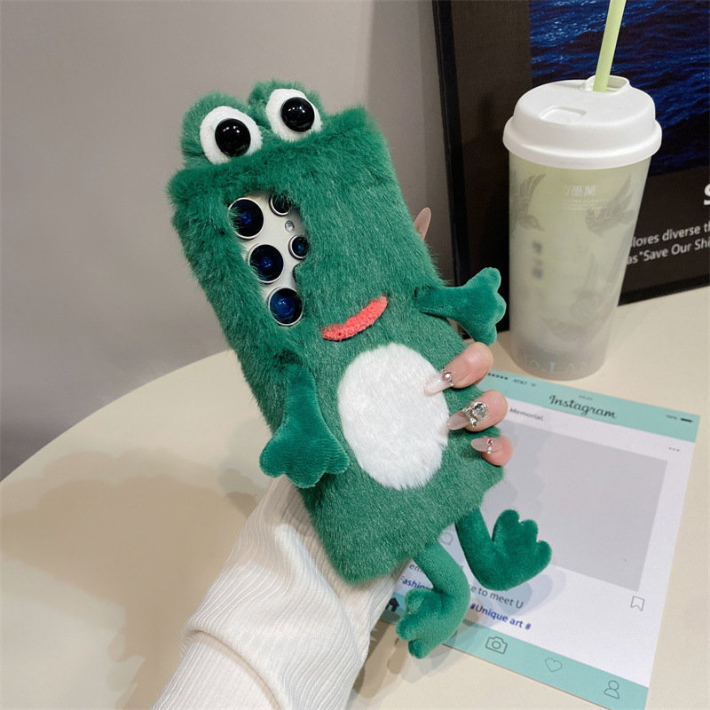 ぬいぐるみカエルのスマホケース、かわいい緑色の動物3Dソフト - Phone Cases Samsung S23 のレビューと価格